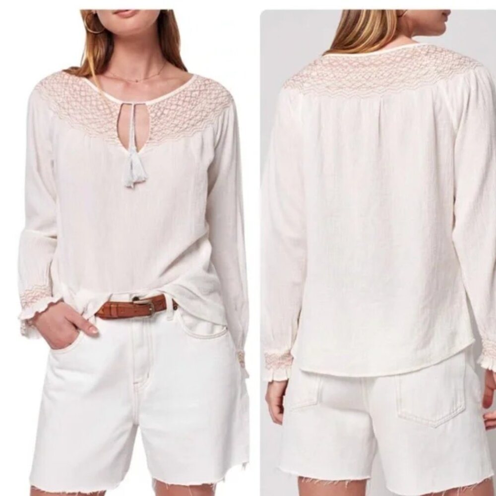 NWT Faherty Laura Embroidered Peasant Blouse